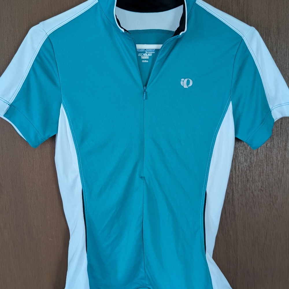 Blue and White Pearl Izumi Bike Riding Shirt